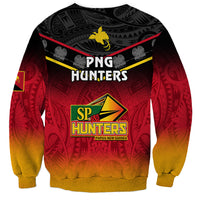 Papua New Guinea Rugby Sweatshirt PNG Hunters Polynesian Black LT14 - Polynesian Pride