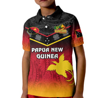 Personalised Papua New Guinea Rugby Kid Polo Shirt PNG Hunters Polynesian Black LT14 Kid Black - Polynesian Pride