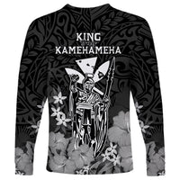 Polynesian Pride King Kamehameha Day Hawaii Long Sleeve Shirt Polynesia Tribal Kanaka And Hibiscus Black LT14 - Polynesian Pride