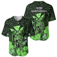 Polynesian Pride King Kamehameha Day Hawaii Baseball Jersey Polynesia Tribal Kanaka And Hibiscus Green LT14 - Polynesian Pride