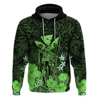 Polynesian Pride King Kamehameha Day Hawaii Hoodie Polynesia Tribal Kanaka and Hibiscus Green LT14 Green - Polynesian Pride
