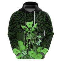 Custom King Kamehameha Day Hawaii Hoodie Polynesia Tribal Kanaka and Hibiscus Green LT14 - Polynesian Pride