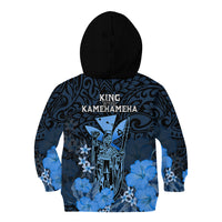 Polynesian Pride King Kamehameha Day Hawaii Kid Hoodie Polynesia Tribal Kanaka And Hibiscus Blue LT14 - Polynesian Pride