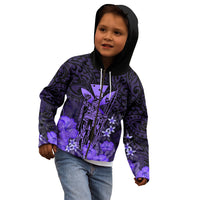 Polynesian Pride King Kamehameha Day Hawaii Kid Hoodie Polynesia Tribal Kanaka And Hibiscus Purple LT14 - Polynesian Pride