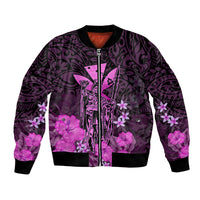 Polynesian Pride King Kamehameha Day Hawaii Bomber Jacket Polynesia Tribal Kanaka And Hibiscus Pink LT14 Unisex Pink - Polynesian Pride
