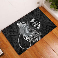 Guam Blue Marlin Fishing Rubber Doormat Guahan Fish Hook Tattoo Black Version