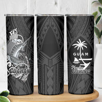 Guam Blue Marlin Fishing Skinny Tumbler Guahan Fish Hook Tattoo Black Version