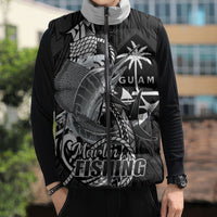 Guam Blue Marlin Fishing Sleeveless Puffer Jacket Guahan Fish Hook Tattoo Black Version LT14 - Polynesian Pride