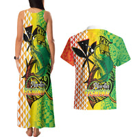 Hawaii Blue Marlin Fishing Couples Matching Tank Maxi Dress and Hawaiian Shirt Hawaiian Kanaka Kakau Reggae