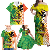 Hawaii Blue Marlin Fishing Family Matching Off Shoulder Maxi Dress and Hawaiian Shirt Hawaiian Kanaka Kakau Reggae