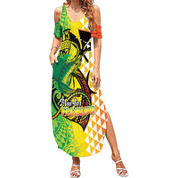 Hawaii Blue Marlin Fishing Summer Maxi Dress Hawaiian Kanaka Kakau Reggae
