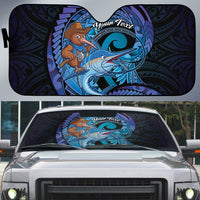 Personalised Blue Marlin Fishing New Zealand Auto Sun Shade NZ Kiwi Cowboy Born To Fish