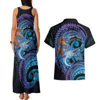 Personalised Blue Marlin Fishing New Zealand Couples Matching Tank Maxi Dress and Hawaiian Shirt NZ Kiwi Cowboy Born To Fish