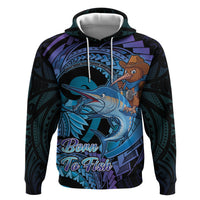 Personalised Blue Marlin Fishing New Zealand Hoodie NZ Kiwi Cowboy Born To Fish