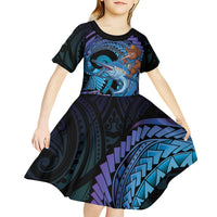 Personalised Blue Marlin Fishing New Zealand Kid Short Sleeve Dress NZ Kiwi Cowboy Born To Fish