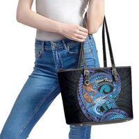 Personalised Blue Marlin Fishing New Zealand Leather Tote Bag NZ Kiwi Cowboy Born To Fish