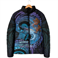 Personalised Blue Marlin Fishing New Zealand Padded Jacket NZ Kiwi Cowboy Born To Fish LT14 - Polynesian Pride