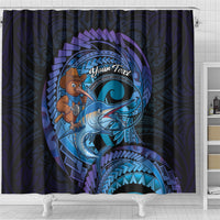 Personalised Blue Marlin Fishing New Zealand Shower Curtain NZ Kiwi Cowboy Born To Fish