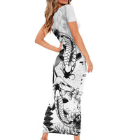 Japan And Hawaii Family Matching Short Sleeve Bodycon Dress and Hawaiian Shirt Sakura Koi Fish Hawaiian Lei Kanaka - Polynesian Pride