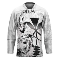 Japan And Hawaii Hockey Jersey Sakura Koi Fish Hawaiian Lei Kanaka LT14 Unisex White - Polynesian Pride