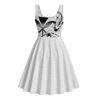 Japan And Hawaii Midi Dress Sakura Koi Fish Hawaiian Lei Kanaka - Polynesian Pride