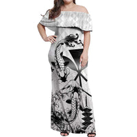 Japan And Hawaii Off Shoulder Maxi Dress Sakura Koi Fish Hawaiian Lei Kanaka - Polynesian Pride