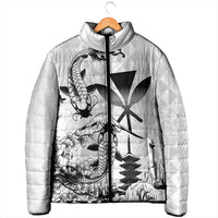 Japan And Hawaii Padded Jacket Sakura Koi Fish Hawaiian Lei Kanaka - Polynesian Pride
