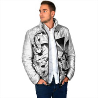 Japan And Hawaii Padded Jacket Sakura Koi Fish Hawaiian Lei Kanaka - Polynesian Pride