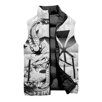 Japan And Hawaii Sleeveless Puffer Jacket Sakura Koi Fish Hawaiian Lei Kanaka - Polynesian Pride