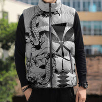 Japan And Hawaii Sleeveless Puffer Jacket Sakura Koi Fish Hawaiian Lei Kanaka - Polynesian Pride