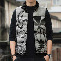 Japan And Hawaii Sleeveless Puffer Jacket Sakura Koi Fish Hawaiian Lei Kanaka - Polynesian Pride