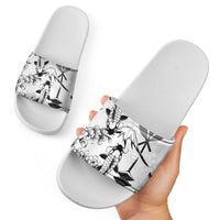 Japan And Hawaii Slide Sandals Sakura Koi Fish Hawaiian Lei Kanaka - Polynesian Pride