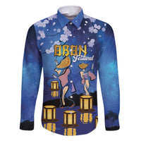 Japan Obon Festival Family Matching Long Sleeve Bodycon Dress and Hawaiian Shirt Sakura Lanterns With Bon Dance - Polynesian Pride