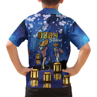 Japan Obon Festival Family Matching Short Sleeve Bodycon Dress and Hawaiian Shirt Sakura Lanterns With Bon Dance - Polynesian Pride