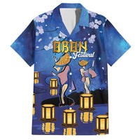 Japan Obon Festival Family Matching Short Sleeve Bodycon Dress and Hawaiian Shirt Sakura Lanterns With Bon Dance - Polynesian Pride