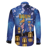 Japan Obon Festival Family Matching Short Sleeve Bodycon Dress and Hawaiian Shirt Sakura Lanterns With Bon Dance - Polynesian Pride