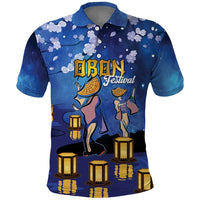 Japan Obon Festival Polo Shirt Sakura Lanterns With Bon Dance - Polynesian Pride