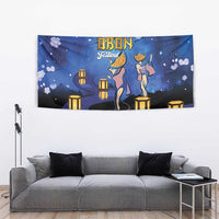 Japan Obon Festival Tapestry Sakura Lanterns With Bon Dance - Polynesian Pride