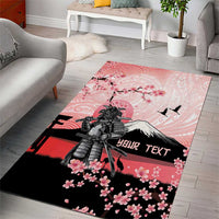 Personalised Japan Samurai Warrior Area Rug Japanese Cherry Blossom Polynesian Pattern - Polynesian Pride