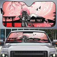 Personalised Japan Samurai Warrior Auto Sun Shade Japanese Cherry Blossom Polynesian Pattern - Polynesian Pride