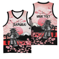 Personalised Japan Samurai Warrior Basketball Jersey Japanese Cherry Blossom Polynesian Pattern - Polynesian Pride