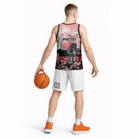 Personalised Japan Samurai Warrior Basketball Jersey Japanese Cherry Blossom Polynesian Pattern - Polynesian Pride