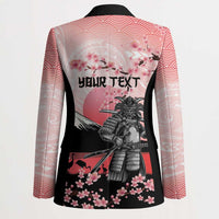 Personalised Japan Samurai Warrior Blazer Japanese Cherry Blossom Polynesian Pattern - Polynesian Pride