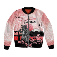 Personalised Japan Samurai Warrior Bomber Jacket Japanese Cherry Blossom Polynesian Pattern - Polynesian Pride