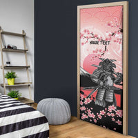 Personalised Japan Samurai Warrior Door Cover Japanese Cherry Blossom Polynesian Pattern - Polynesian Pride