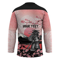 Personalised Japan Samurai Warrior Hockey Jersey Japanese Cherry Blossom Polynesian Pattern - Polynesian Pride