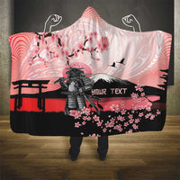 Personalised Japan Samurai Warrior Hooded Blanket Japanese Cherry Blossom Polynesian Pattern LT14 - Polynesian Pride