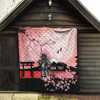 Personalised Japan Samurai Warrior Quilt Japanese Cherry Blossom Polynesian Pattern - Polynesian Pride