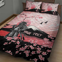Personalised Japan Samurai Warrior Quilt Bed Set Japanese Cherry Blossom Polynesian Pattern - Polynesian Pride
