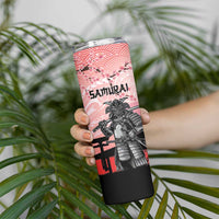 Personalised Japan Samurai Warrior Skinny Tumbler Japanese Cherry Blossom Polynesian Pattern - Polynesian Pride